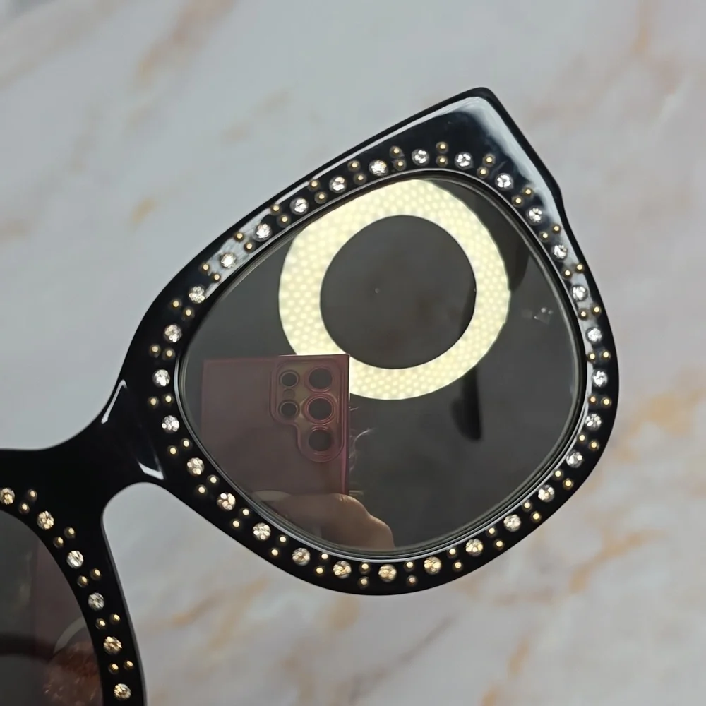 Elton john legend black studded polarized oversized acetate sunglasses